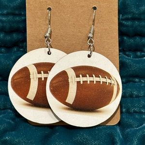 New Round Wood Football Earrings